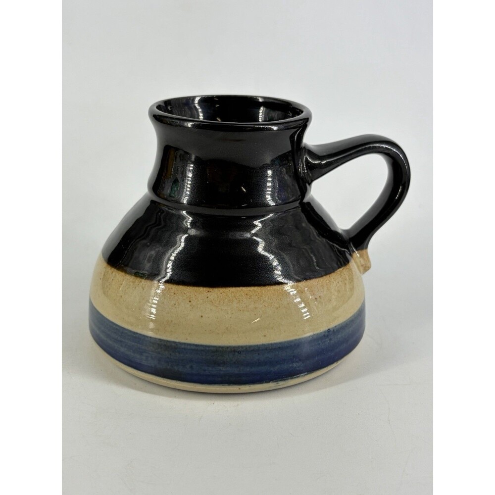 Vintage Wide Base No Spill Coffee Tea Cup Clay pottery Mug 70's